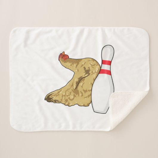 Kip bij Bowling met Bowling-pin Sherpa Deken (Voorkant (horizontaal))