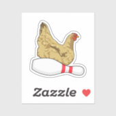 Kip bij Bowling met Bowling-pin Sticker (Vel)