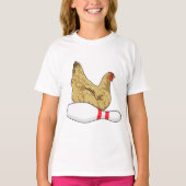 Kip bij Bowling met Bowling-pin T-shirt (Voorkant)