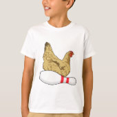 Kip bij Bowling met Bowling-pin T-shirt (Voorkant)