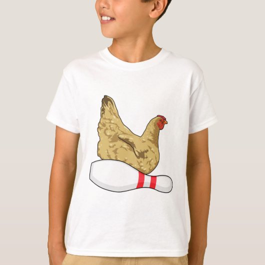Kip bij Bowling met Bowling-pin T-shirt (Voorkant)
