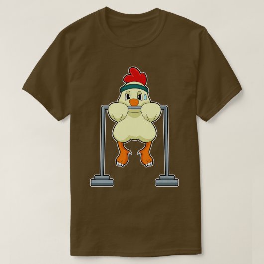 Kip bij Fitness Pullups T-shirt (Design voorkant)