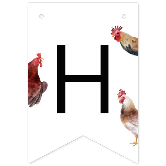 Kip Boerderij Dier Verjaardagsfeestdecor Vlaggetjes (Tweede vlag)