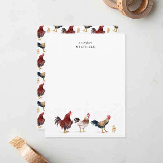 Kip Boerderij Dierennota Kaart Notitiekaartje (Voorkant / Achterkant in situ)