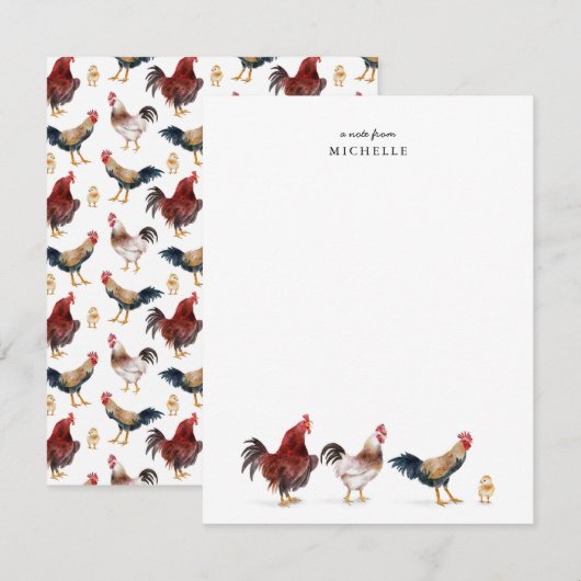 Kip Boerderij Dierennota Kaart Notitiekaartje (Voorkant / Achterkant)