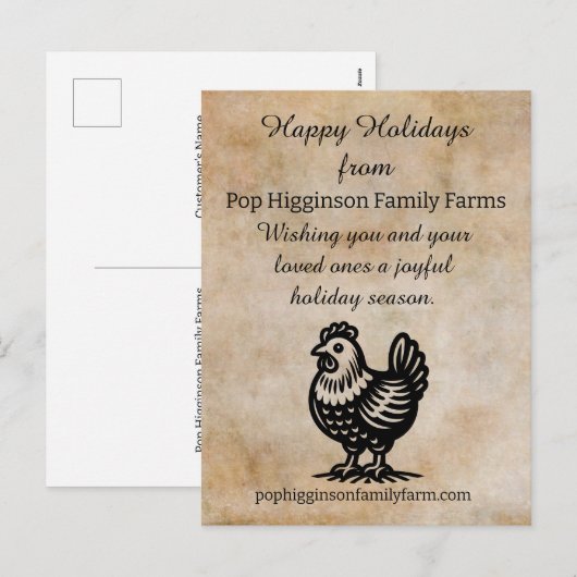  Kip Boerderij Feestdagenkaart (Voorkant / Achterkant)