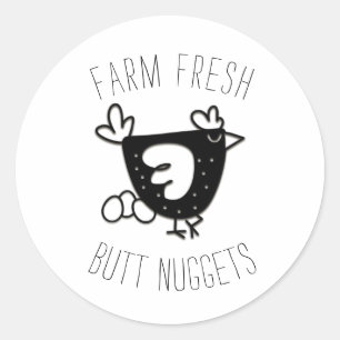 Kip "Boerderij Fresh Butt Nuggets" Ei Stickers
