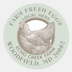  KIP BOERDERIJ FRESH EGG Bord Groen en Bruin Ronde Sticker