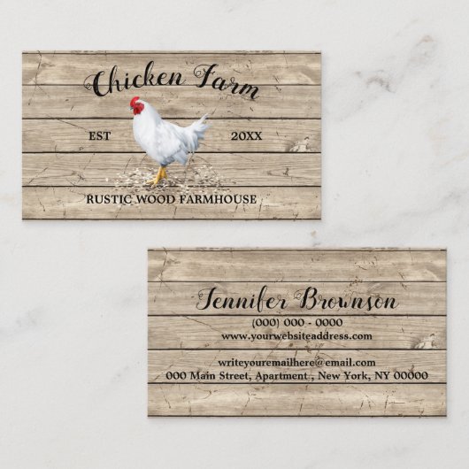 Kip Boerderij Hout Rustiek Ei Hen Visitekaartje (Voorkant / Achterkant)