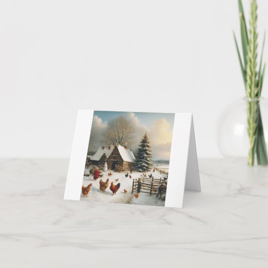 Kip Boerderij Kerst Kaart (Voorkant)