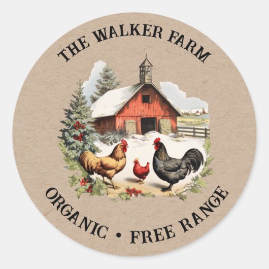  kip Boerderij monogram Ronde Sticker (Voorkant)