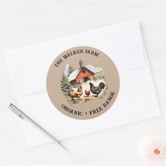  kip Boerderij monogram Ronde Sticker (Envelop)