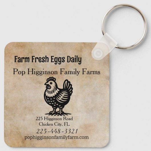 Kip Boerderij Sleutelhanger (Achterkant)