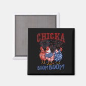 Kip Boom Boom Grappig Patriottisch Chicka 4 juli Magneet (Voorkant / Achterkant)
