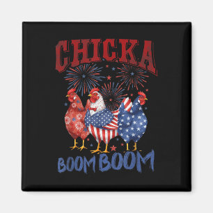 Kip Boom Boom Grappig Patriottisch Chicka 4 juli Magneet