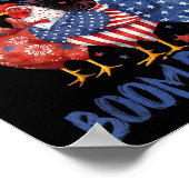Kip Boom Boom Grappig Patriottisch Chicka 4 juli Poster (Hoek)