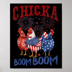 Kip Boom Boom Grappig Patriottisch Chicka 4 juli Poster