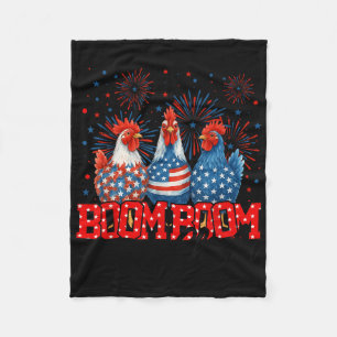 Kip Boom Boom Grappig Patriottisch Kuiken 4 juli Fleece Deken