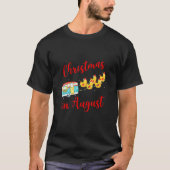 Kip Camping Camper Kerstmis in augustus T-shirt (Voorkant)