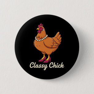 Kip Cly Chick, ik ben die hen in parels Ronde Button 5,7 Cm
