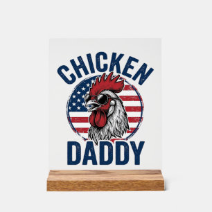 Kip Daddy Haan Oude Patriottische Shirt Desi Acryl Bord