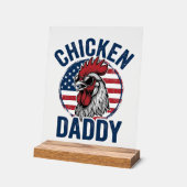 Kip Daddy Haan Oude Patriottische Shirt Desi Acryl Bord (Hoek)