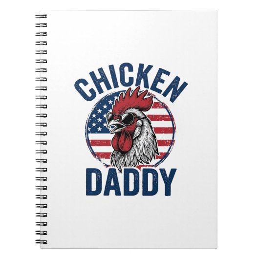 Kip Daddy Haan Retro Patriottisch Shirt Desi Notitieboek (Voorkant)