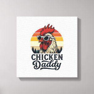Kip Daddy Haan Retro Zonsondergang Vectorontwerp Canvas Afdruk