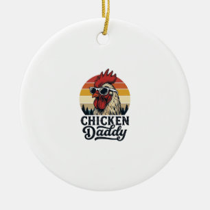 Kip Daddy Haan Retro Zonsondergang Vectorontwerp Keramisch Ornament