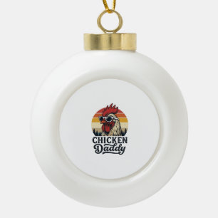 Kip Daddy Haan Retro Zonsondergang Vectorontwerp Keramische Bal Ornament