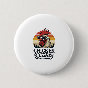 Kip Daddy Haan Retro Zonsondergang Vectorontwerp Ronde Button 5,7 Cm