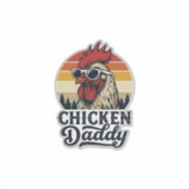 Kip Daddy Haan Retro Zonsondergang Vectorontwerp Sticker (Voorkant)