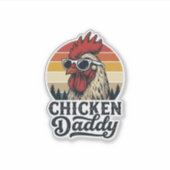 Kip Daddy Haan Retro Zonsondergang Vectorontwerp Sticker (Voorkant)