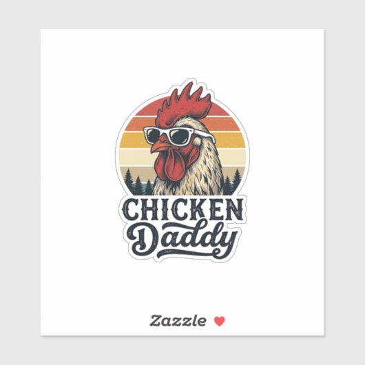 Kip Daddy Haan Retro Zonsondergang Vectorontwerp Sticker (Vel)