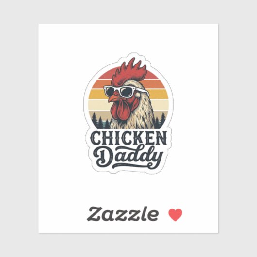 Kip Daddy Haan Retro Zonsondergang Vectorontwerp Sticker (Vel)