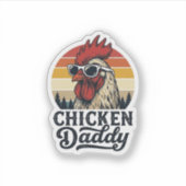 Kip Daddy Haan Retro Zonsondergang Vectorontwerp Sticker (Voorkant)