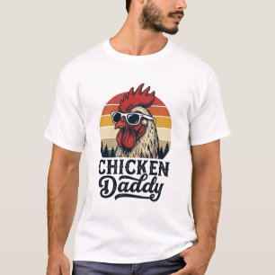 Kip Daddy Haan Retro Zonsondergang Vectorontwerp T-shirt