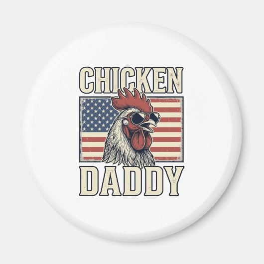 Kip Daddy Vintage Haan Patriottisch Magneet (Voorkant)