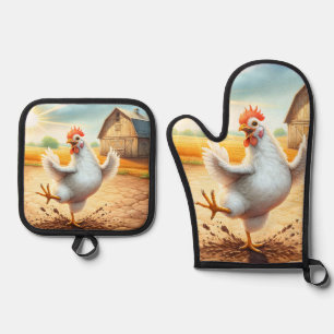 Kip dansen in Barnyard Ovenwant & Pannenlap Set