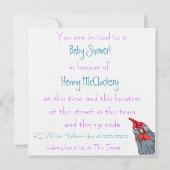 Kip de uitnodiging voor het baby shower. (Achterkant)