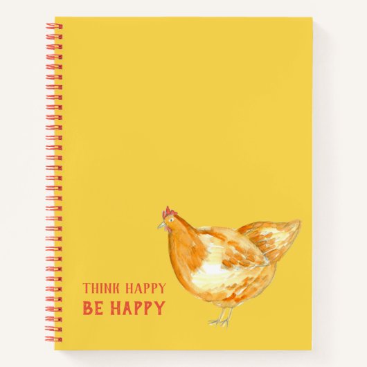 Kip denkt gelukkig wees blij aanmoediging notitieboek (Voorkant)