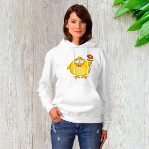Kip Die Bloem Vasthoudt Grappig Gelukkig Dier Hoodie
