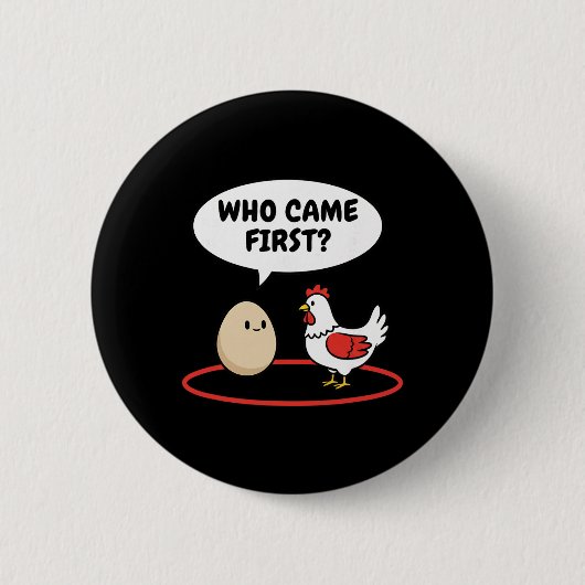 Kip Die Eerst Kwam Grappige Hen Vs Ei Meme  Ronde Button 5,7 Cm (Voorkant)