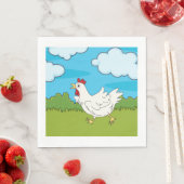 Kip die op een veldepapier in luiers rijdt servet (Insitu)