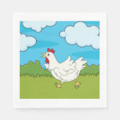Kip die op een veldepapier in luiers rijdt servet (Voorkant)