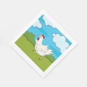 Kip die op een veldepapier in luiers rijdt servet (Hoek)