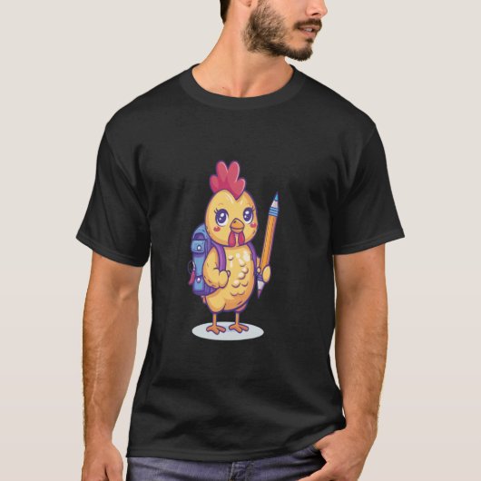 Kip die potlood vas heeft Terug naar school Boerde T-shirt (Voorkant)