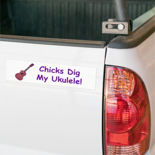 Kip dig mijn Ukulele! Bumpersticker (Op Truck)
