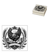  Kip, Eieren & Familienaam Monogram Boerderij Rubberstempel (Gestempeld)