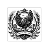  Kip, Eieren & Familienaam Monogram Boerderij Rubberstempel (Afrduk)